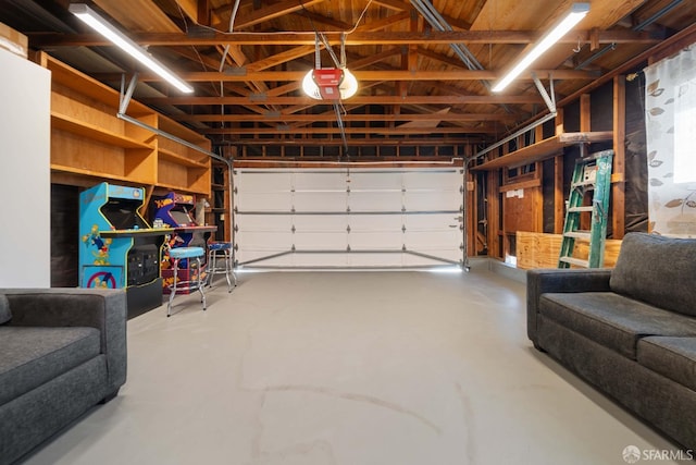 garage with a garage door opener