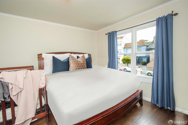 2383-2385 26th Ave, San Francisco, CA 94116 - bedroom with crown molding and dark wood-style flooring