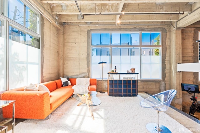 living room featuring plenty of natural light