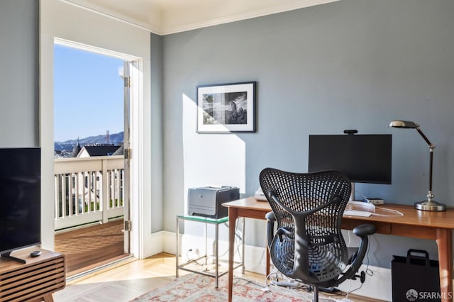 office featuring crown molding