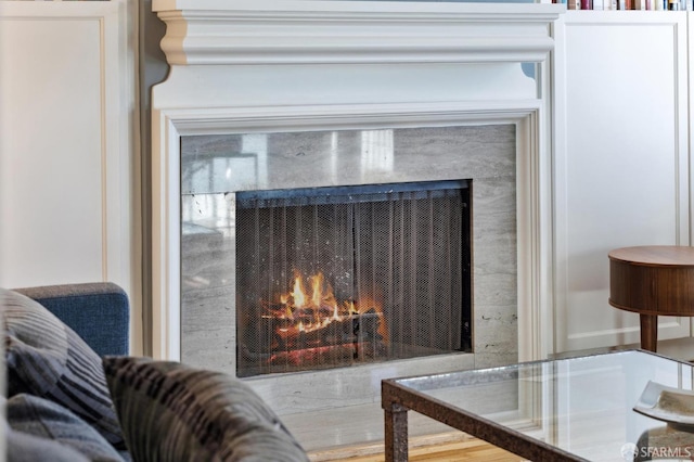 room details featuring a premium fireplace