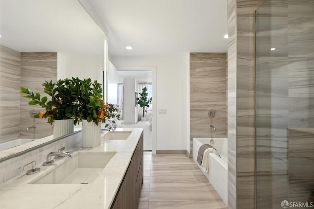 338 Main St Unit Ph36B, San Francisco, CA 94105 - full bath with a bath, recessed lighting, and double vanity