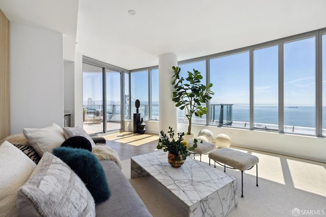 338 Main St Unit Ph36B, San Francisco, CA 94105 - living room featuring a water view and wood finished floors