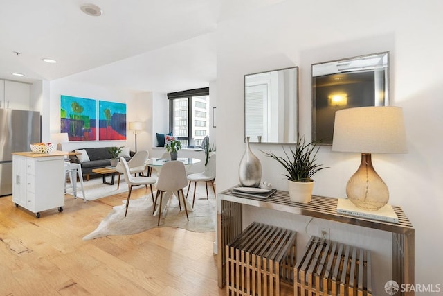 interior space with light hardwood / wood-style flooring