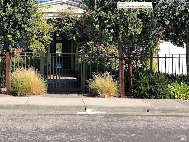 view of gate with fence