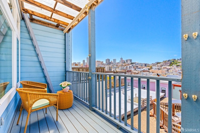 balcony with a view of city