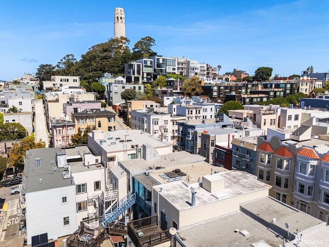 aerial view with a city view