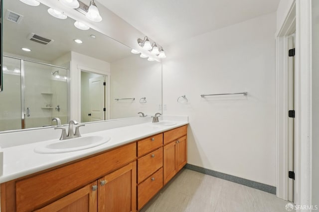 104 Diamond Cove Ter, San Francisco, CA 94134 - bathroom featuring double vanity, a stall shower, recessed lighting, and tile patterned flooring