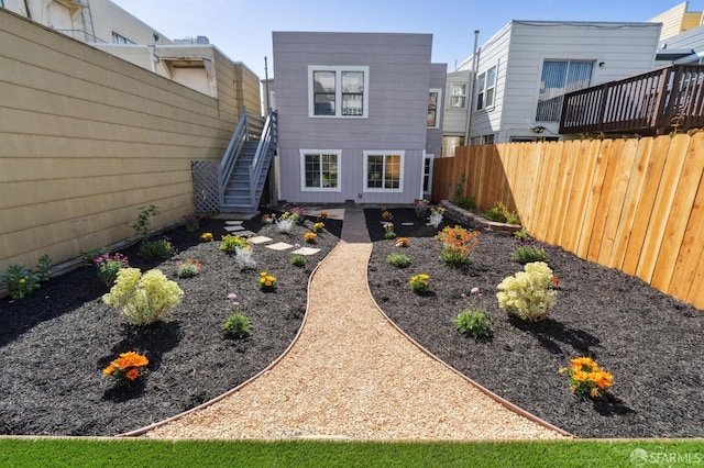 682 37th Ave, San Francisco, CA 94121 - rear view of house featuring a fenced backyard and stairway
