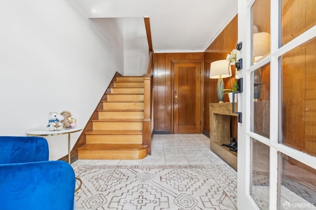 682 37th Ave, San Francisco, CA 94121 - stairway with wooden walls and marble finish flooring