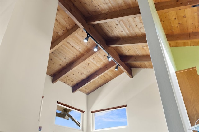 66 Bridge Rd, Novato, CA 94945 - detailed view of rail lighting and wood ceiling with exposed beams