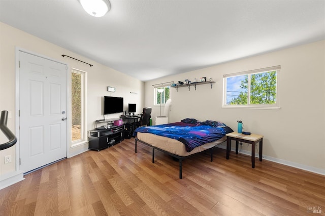 66 Bridge Rd, Novato, CA 94945 - bedroom with light wood-style flooring, baseboards, and a desk