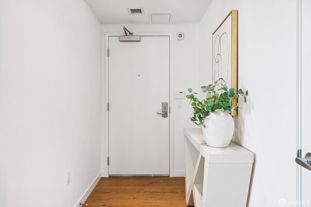 doorway featuring light wood-type flooring