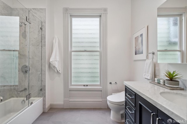 3511 23rd St Unit 1, San Francisco, CA 94110 - full bathroom featuring vanity, enclosed tub / shower combo, and tile patterned floors