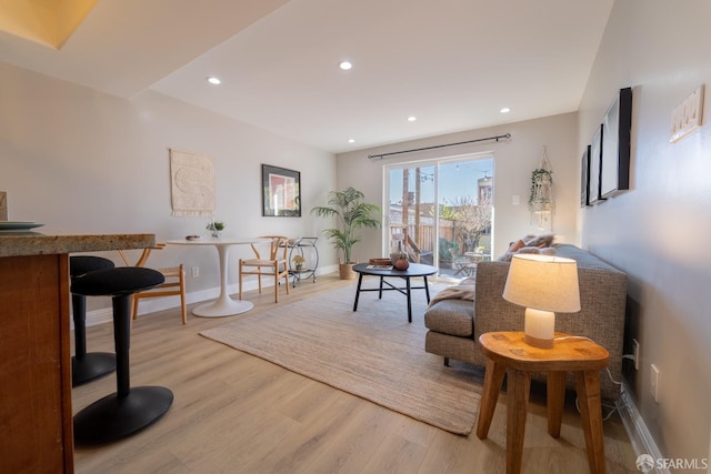 living room featuring light wood-type flooring