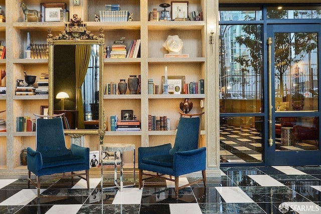 living area featuring built in features