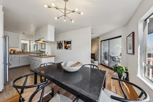 dining area with a chandelier