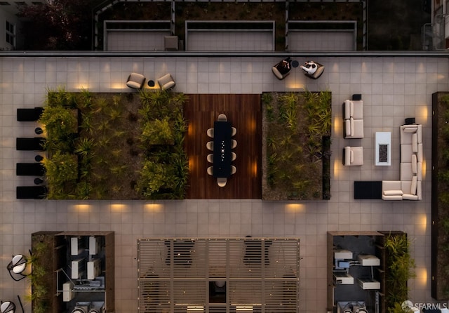 view of aerial view at twilight