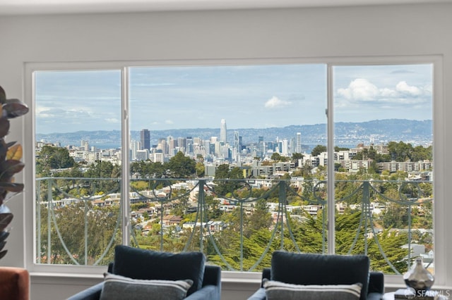 sunroom / solarium with a city view