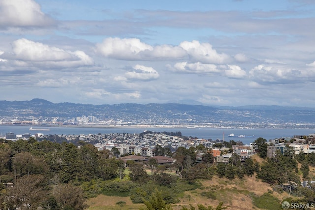 view of mountain feature featuring a water view