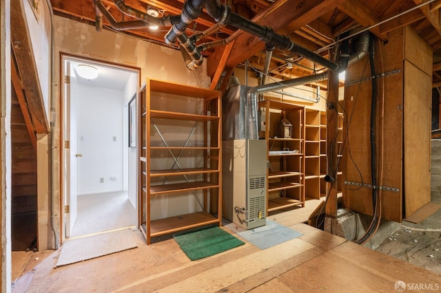 basement with heating unit