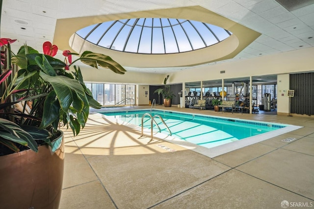 view of swimming pool with a patio area