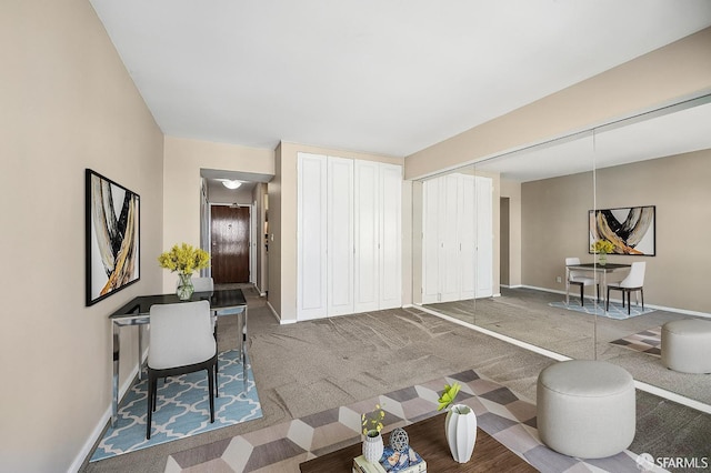 living room with carpet floors