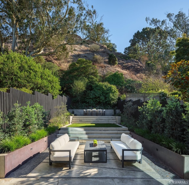 view of patio / terrace with an outdoor living space