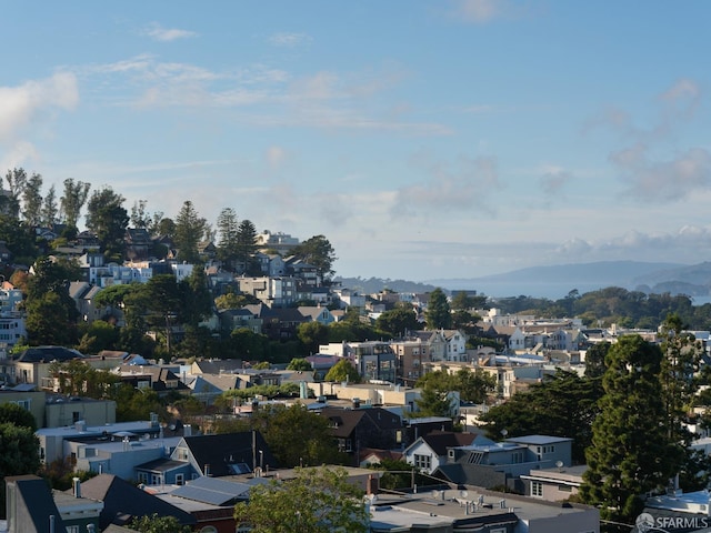 aerial view with a mountain view