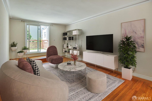 3675 Fillmore St Unit 102, San Francisco, CA 94123 - living area with crown molding, wood finished floors, and baseboards