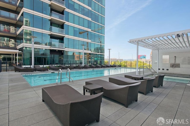 425 1st St Unit 3301, San Francisco, CA 94105 - community pool with outdoor lounge area and a pergola