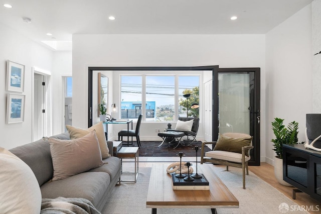 living room featuring light hardwood / wood-style floors