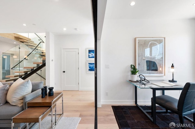 office featuring light hardwood / wood-style flooring