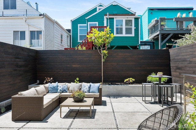 view of patio / terrace featuring an outdoor living space