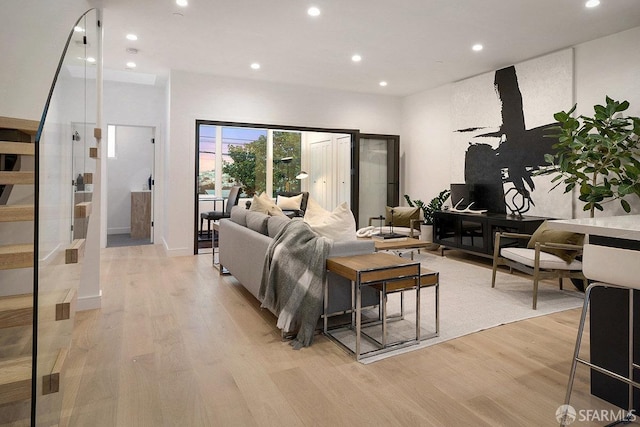 living room featuring light hardwood / wood-style flooring