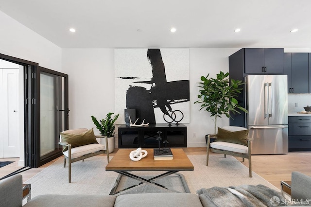 living room with light wood-type flooring