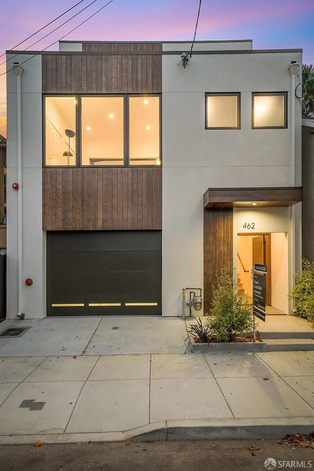 contemporary house featuring a garage