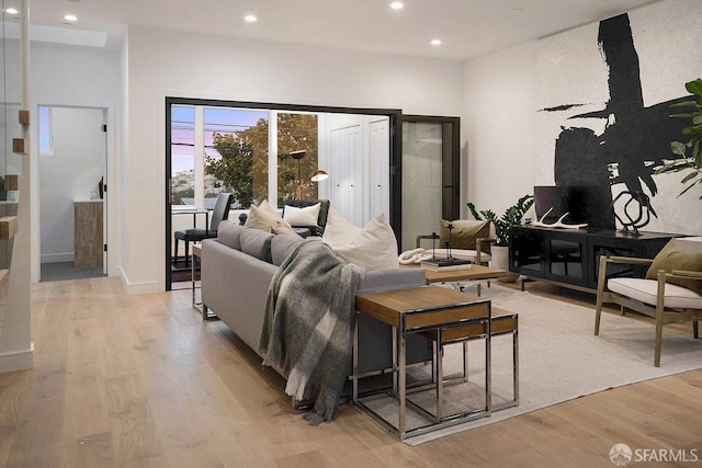 living room featuring light hardwood / wood-style flooring