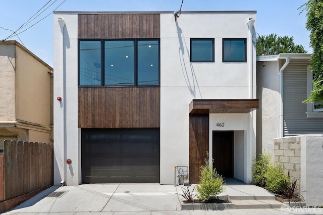 contemporary home featuring a garage