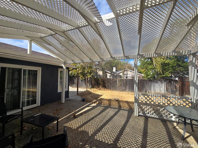 view of patio featuring a pergola