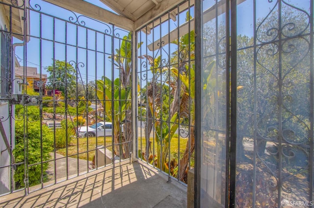 7520 Sunkist Dr, Oakland, CA 94605 - unfurnished sunroom with lofted ceiling