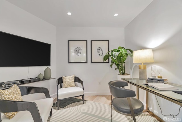 office featuring light hardwood / wood-style flooring