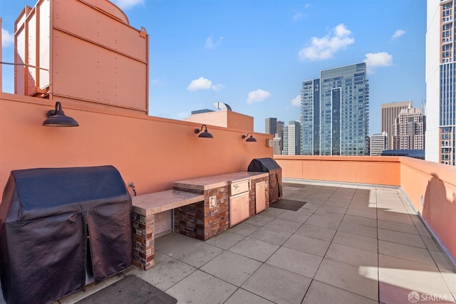 view of patio / terrace with area for grilling and exterior kitchen