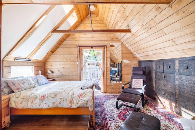70 Laidley St, San Francisco, CA 94131 - bedroom with wooden walls, wooden ceiling, access to outside, and wood finished floors