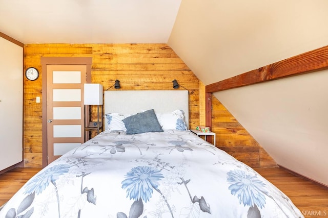 70 Laidley St, San Francisco, CA 94131 - bedroom with wood walls, wood finished floors, and vaulted ceiling