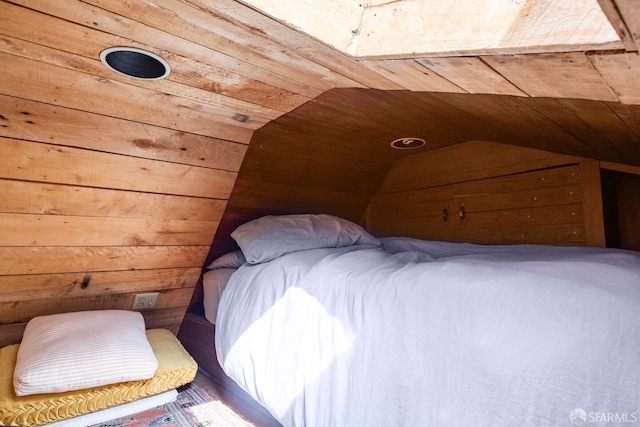 70 Laidley St, San Francisco, CA 94131 - bedroom featuring wooden ceiling, lofted ceiling, and wood walls