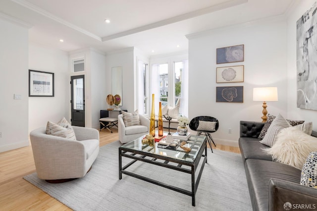 2675 Sutter St, San Francisco, CA 94115 - living room featuring wood finished floors, recessed lighting, and ornamental molding