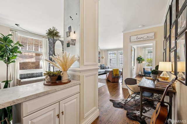 1201 California St Unit 205, San Francisco, CA 94109 - hall featuring crown molding and dark wood-style floors