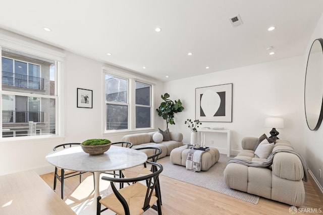 living room featuring light hardwood / wood-style floors