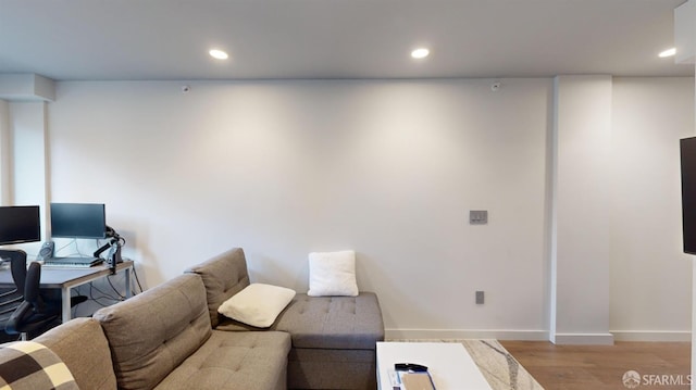 living room with light wood-type flooring